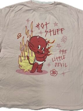 The Little Devil Graphic Short Sleeve Tee - Pink
